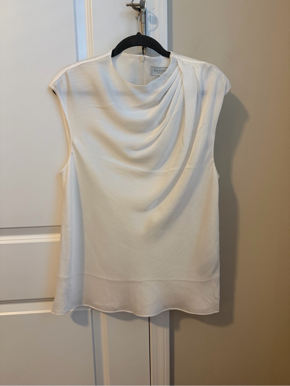 Ted Baker Ivory Draped Cap-Sleeve Blouse